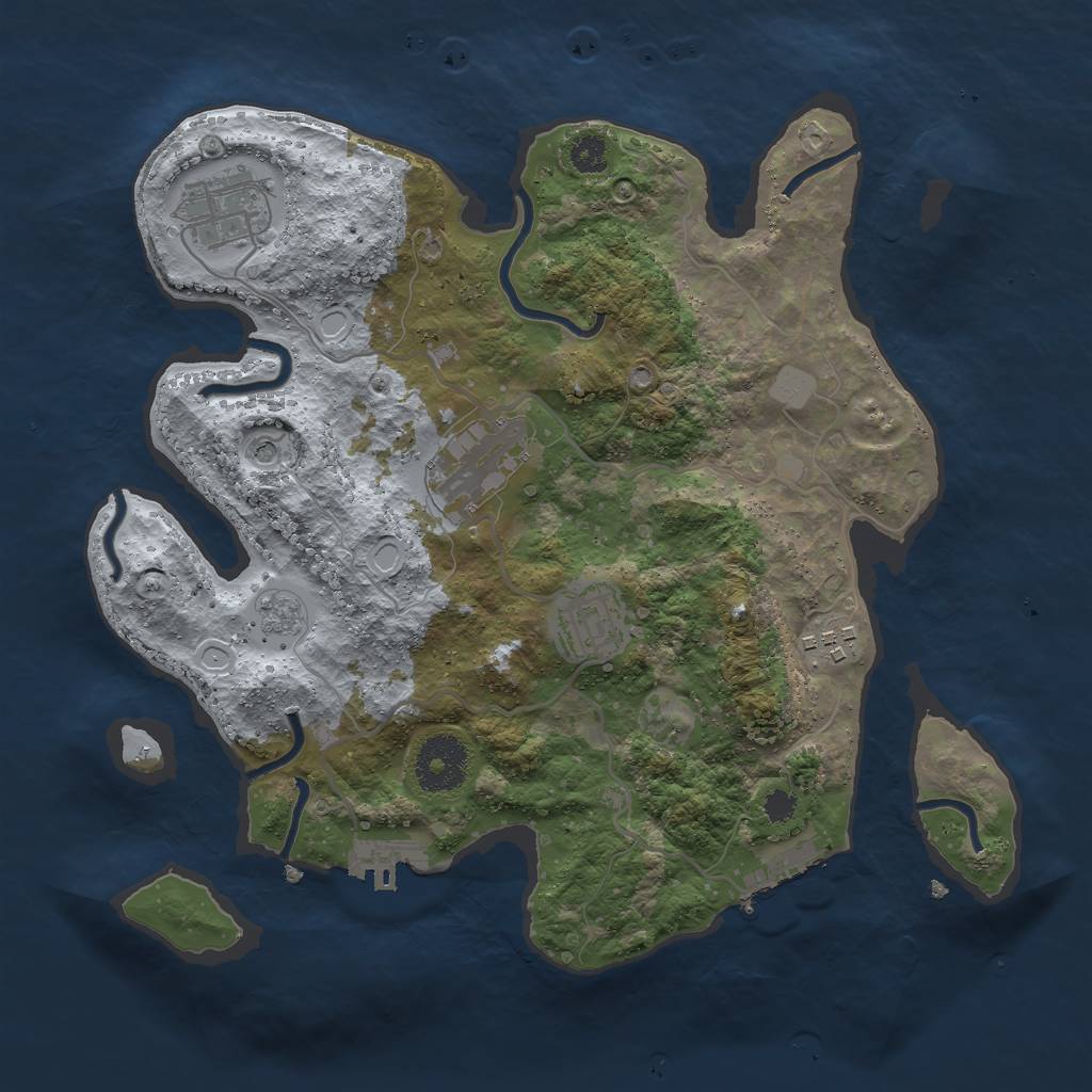 Rust Map: Procedural Map, Size: 3000, Seed: 300136389, 11 Monuments