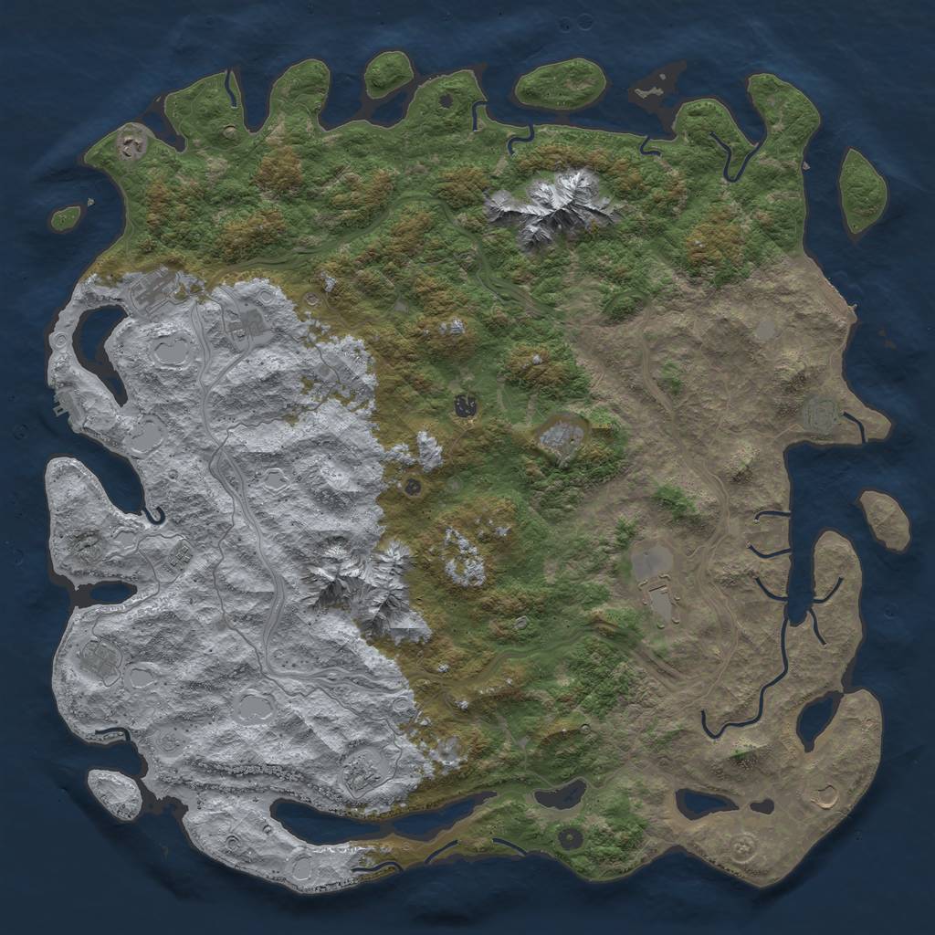 Rust Map: Procedural Map, Size: 6000, Seed: 22175, 18 Monuments