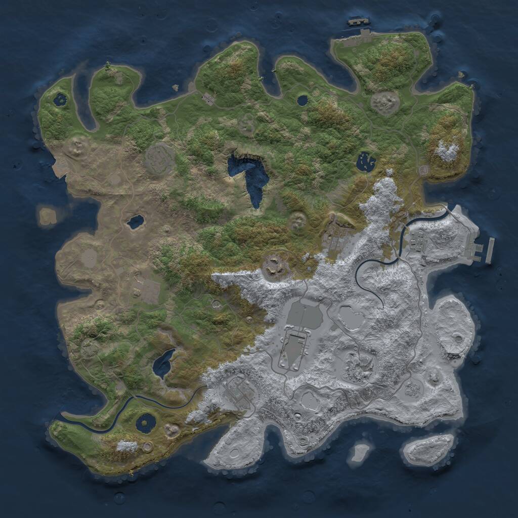 Rust Map: Procedural Map, Size: 4000, Seed: 1037193776, 15 Monuments