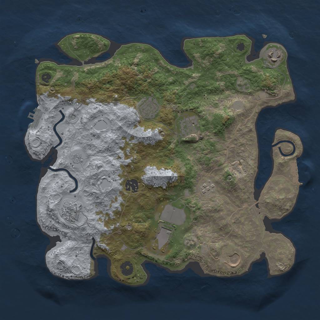 Rust Map: Procedural Map, Size: 3500, Seed: 508282273, 17 Monuments