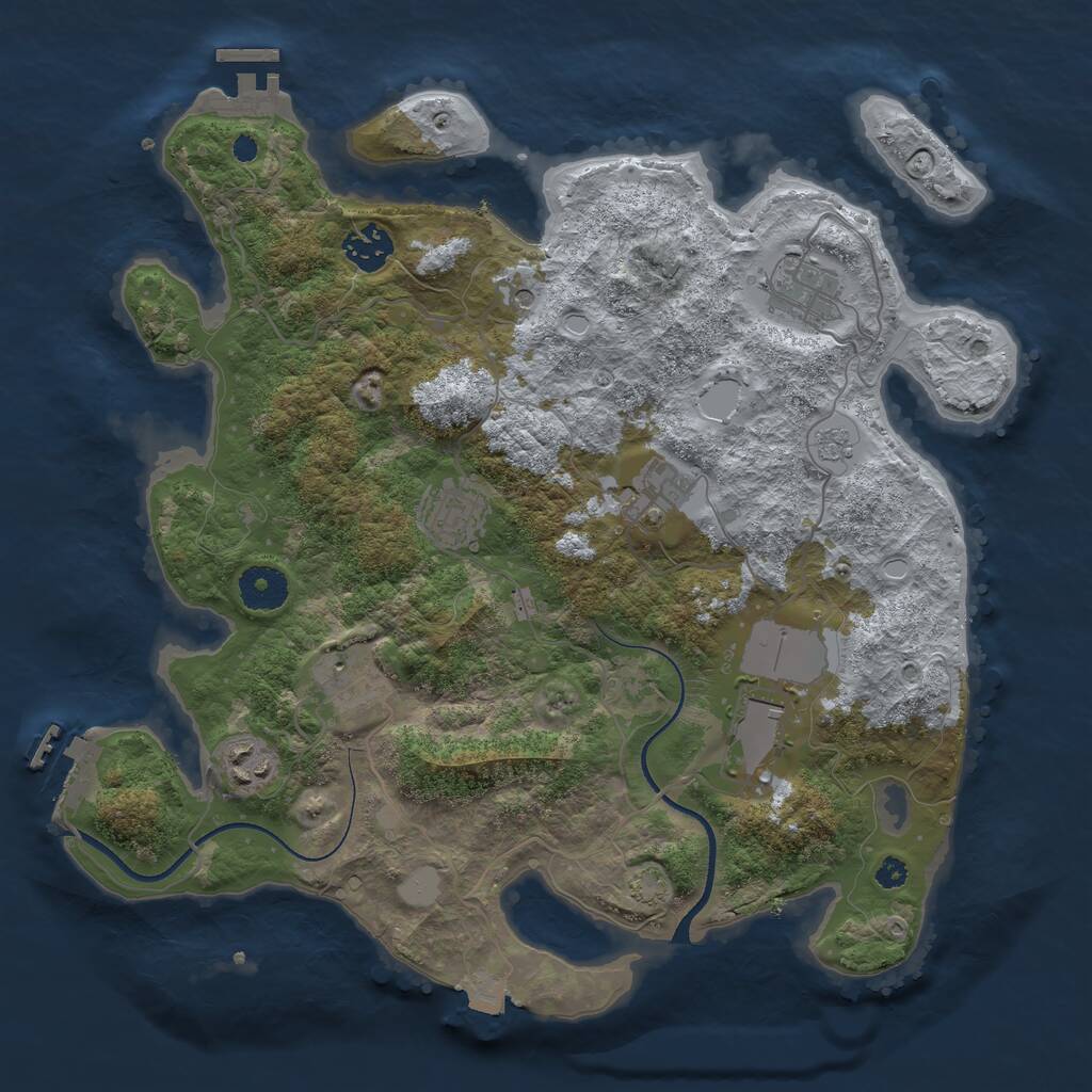 Rust Map: Procedural Map, Size: 3500, Seed: 182536024, 13 Monuments