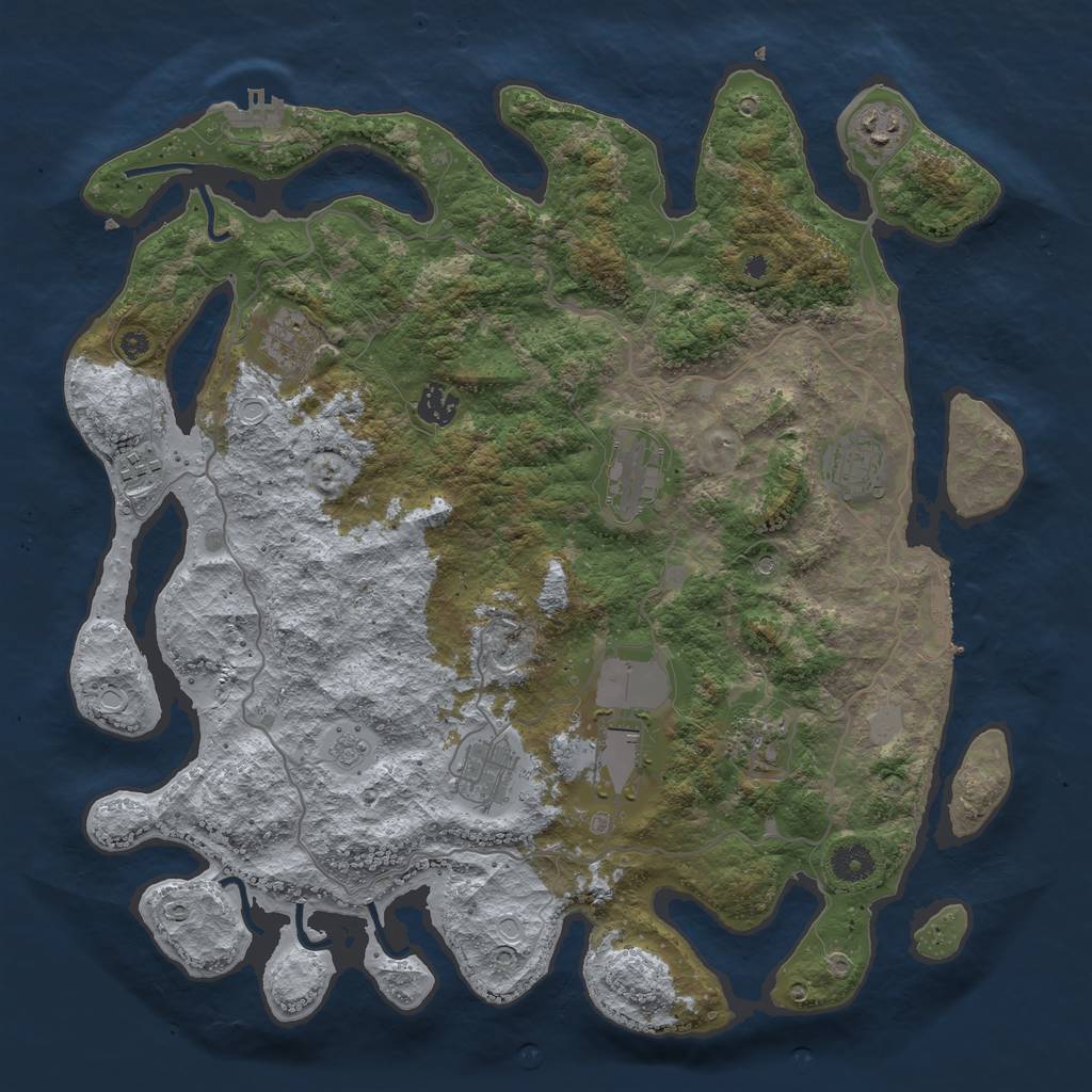 Rust Map: Procedural Map, Size: 4000, Seed: 1606045839, 18 Monuments