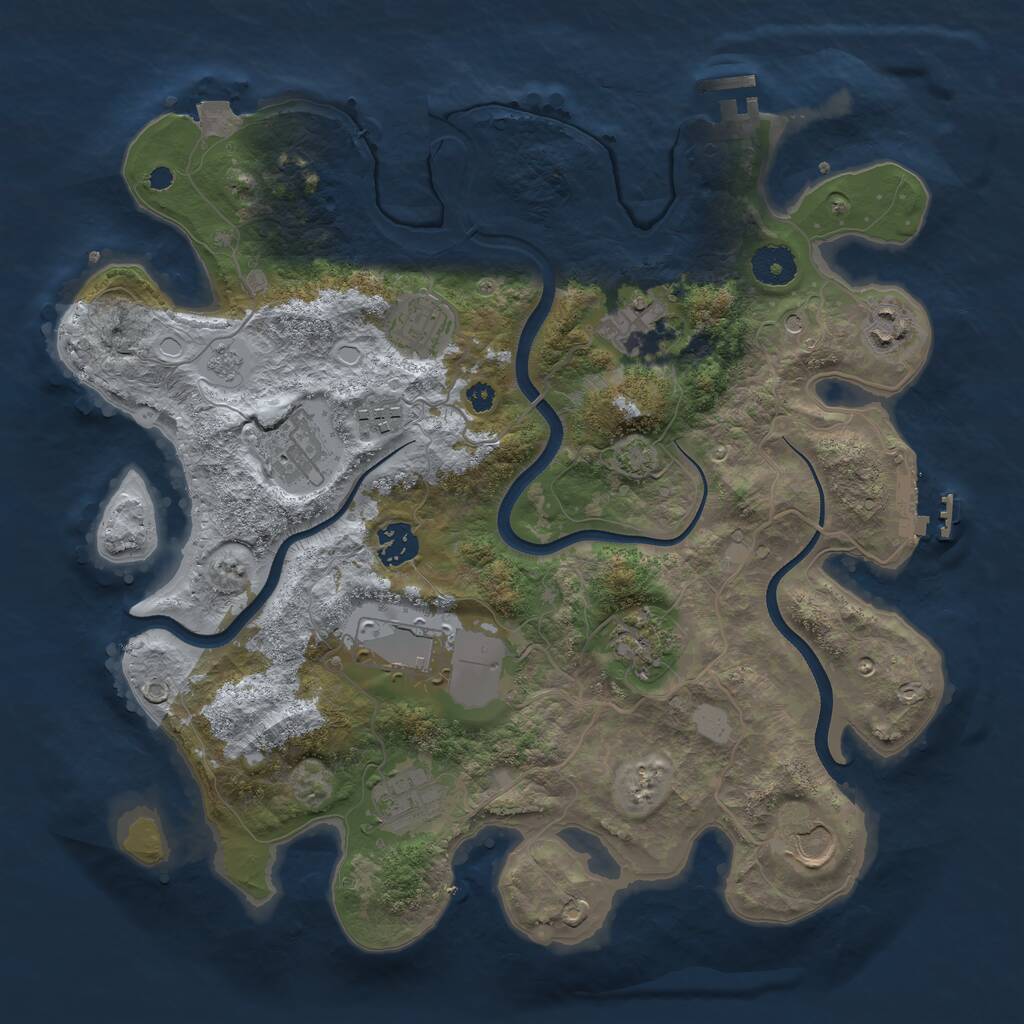 Rust Map: Procedural Map, Size: 3600, Seed: 91, 16 Monuments