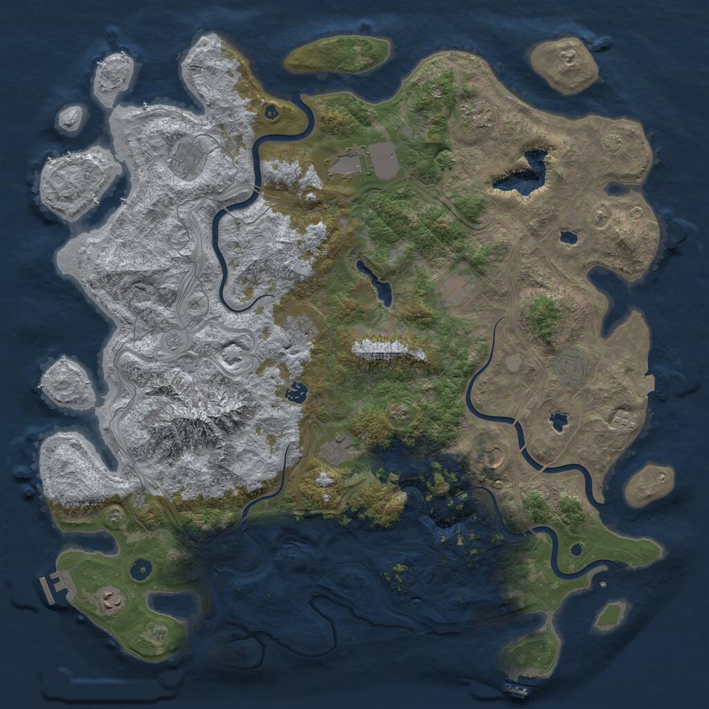 Rust Map: Procedural Map, Size: 5000, Seed: 648251, 17 Monuments