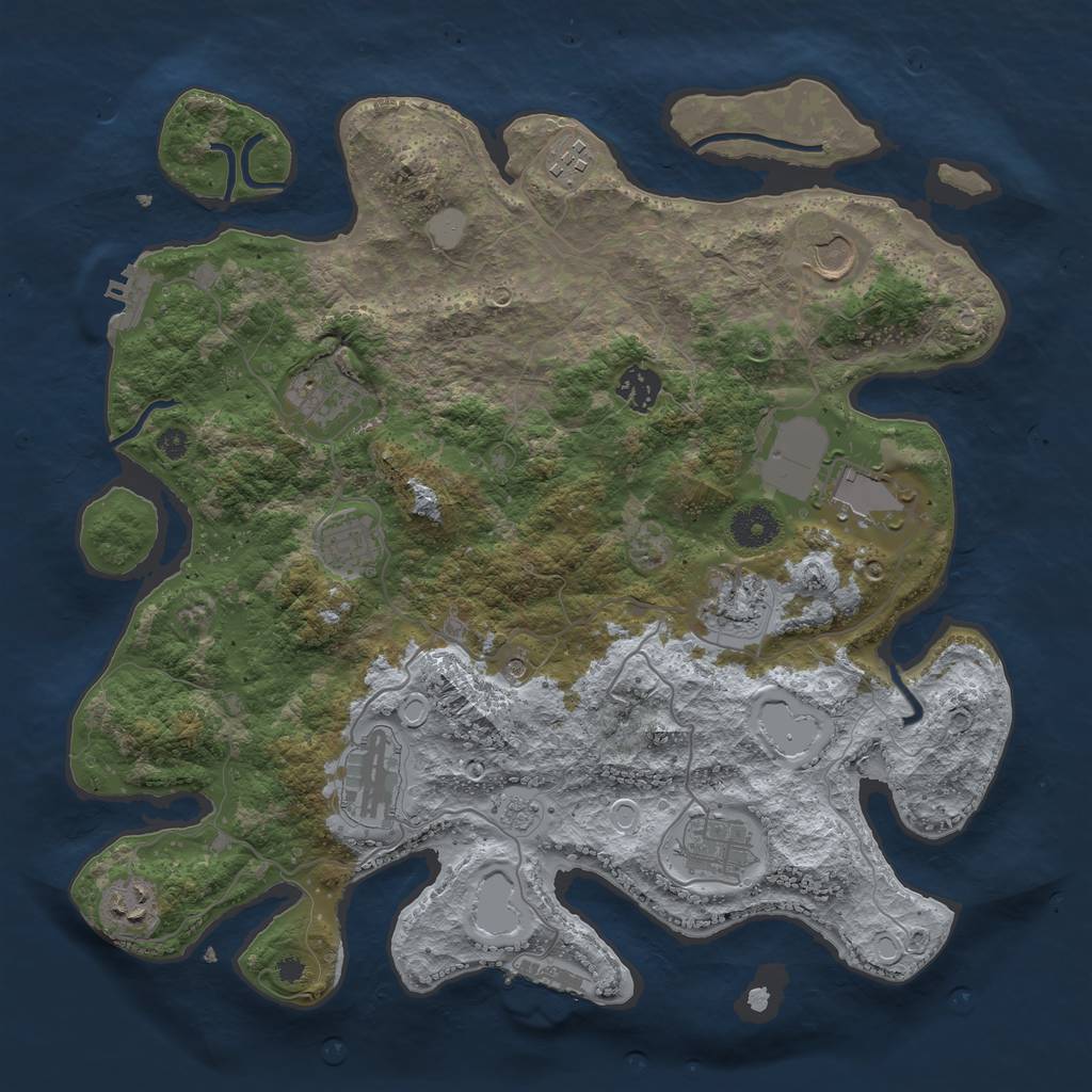 Rust Map: Procedural Map, Size: 3700, Seed: 228475351, 17 Monuments