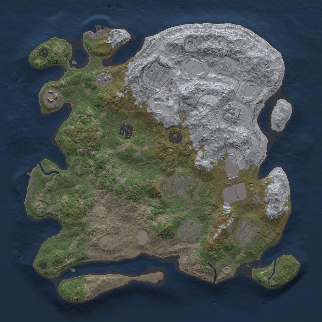 Rust Map: Procedural Map, Size: 3500, Seed: 40030877, 17 Monuments