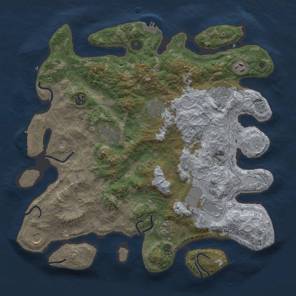 Rust Map: Procedural Map, Size: 4000, Seed: 4478950, 16 Monuments