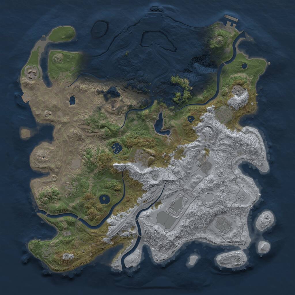 Rust Map: Procedural Map, Size: 4250, Seed: 1037193776, 16 Monuments