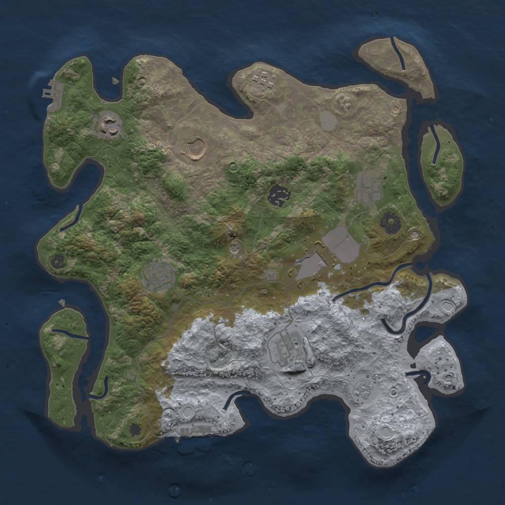 Rust Map: Procedural Map, Size: 3500, Seed: 4565473, 17 Monuments