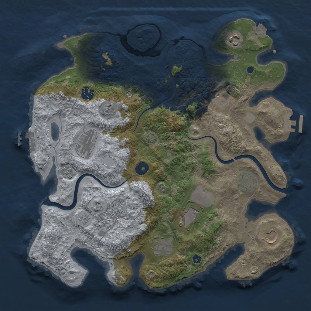 Rust Map: Procedural Map, Size: 3600, Seed: 6158, 15 Monuments