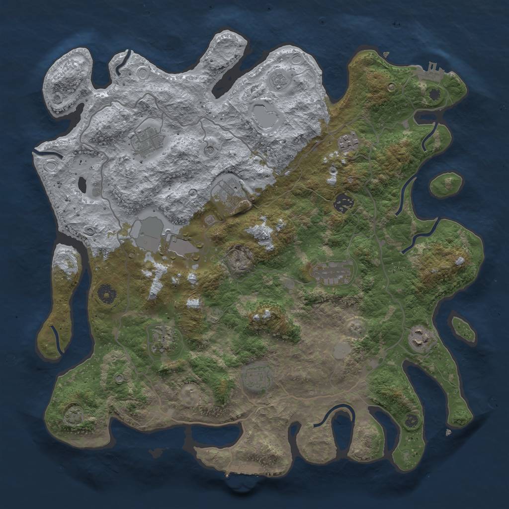 Rust Map: Procedural Map, Size: 4000, Seed: 1203634628, 17 Monuments