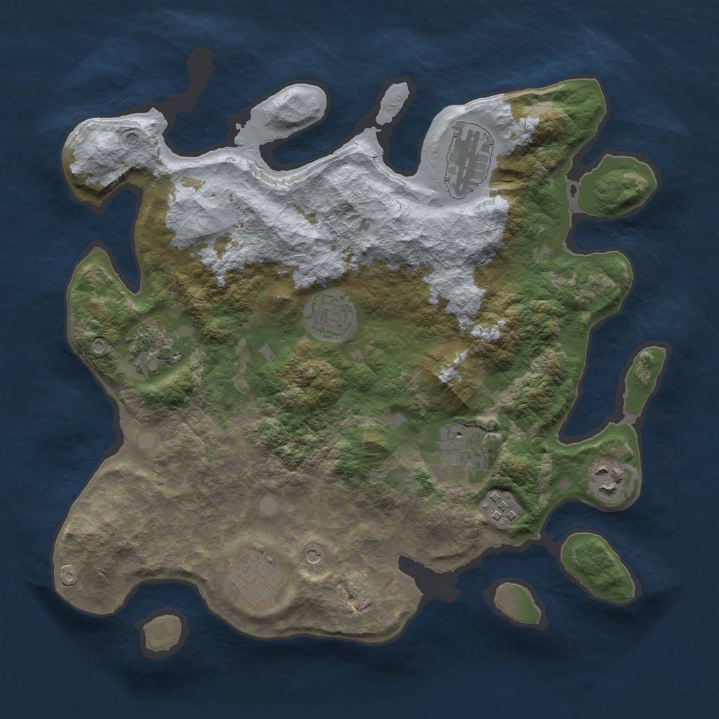 Rust Map: Barren, Size: 3250, Seed: 636070640, 10 Monuments