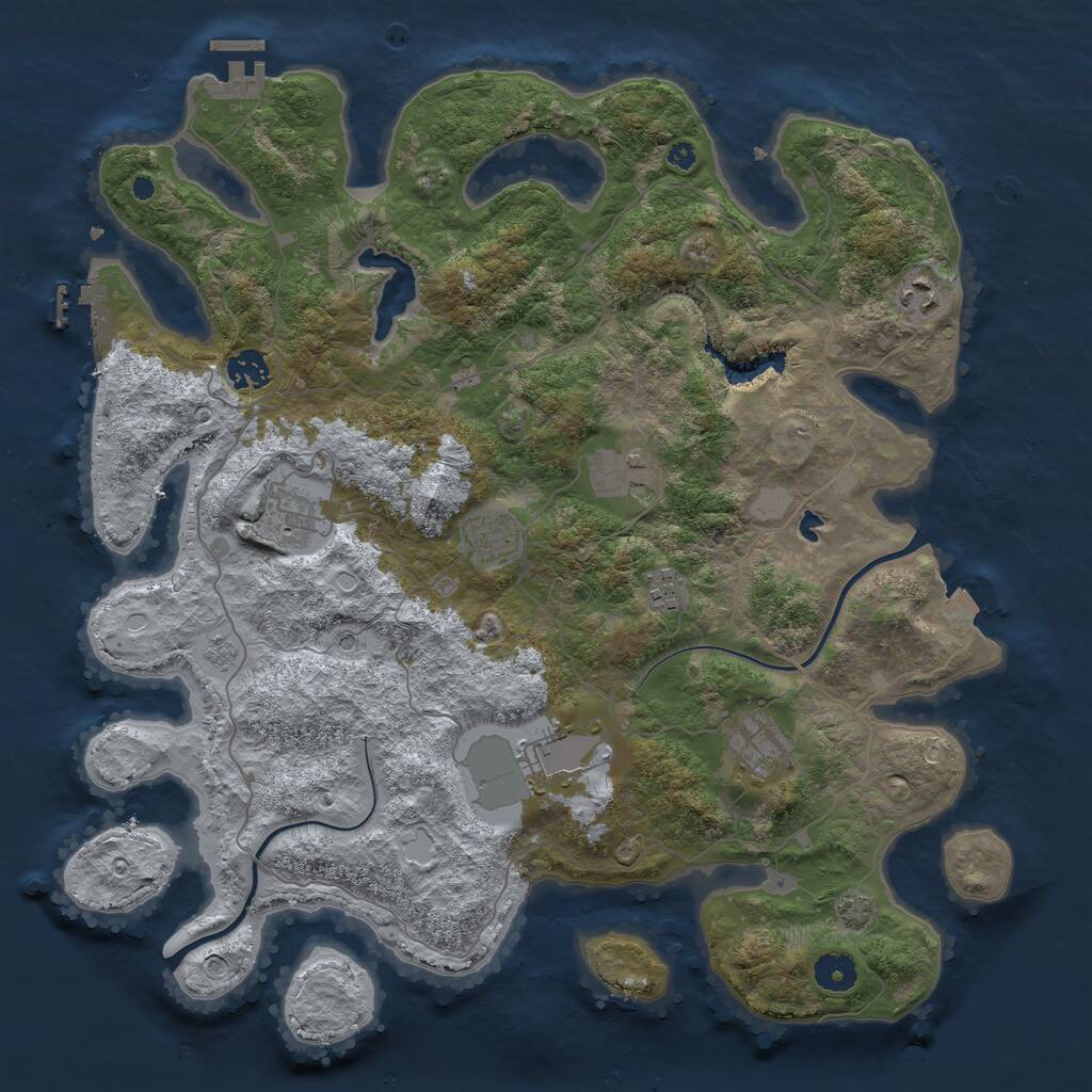 Rust Map: Procedural Map, Size: 4000, Seed: 2120467188, 14 Monuments