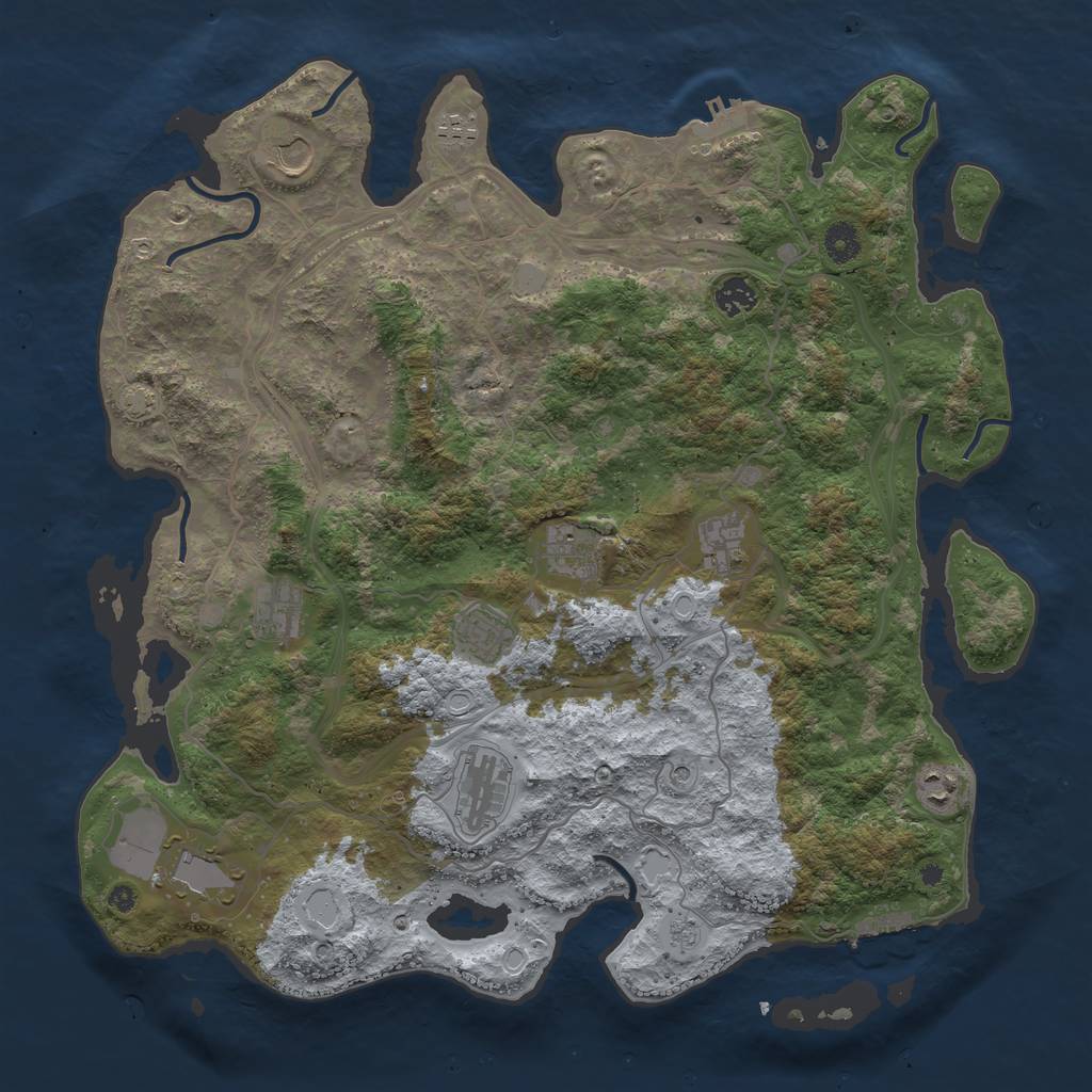 Rust Map: Procedural Map, Size: 4250, Seed: 653526416, 18 Monuments