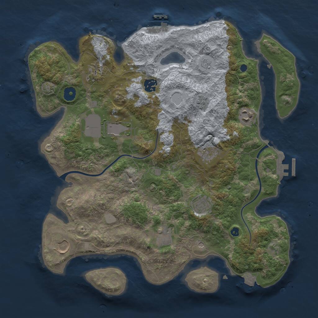 Rust Map: Procedural Map, Size: 3600, Seed: 455, 15 Monuments