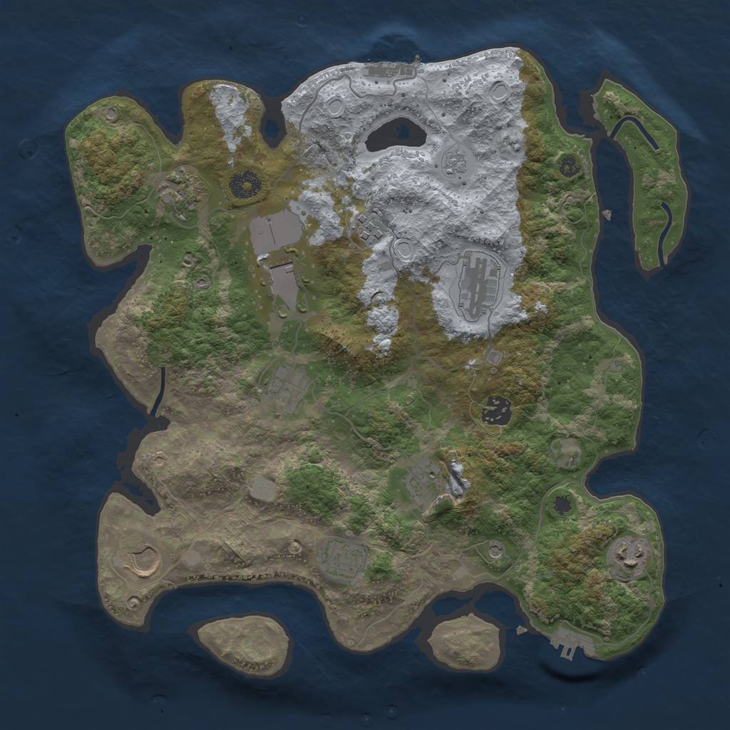 Rust Map: Procedural Map, Size: 3600, Seed: 455, 19 Monuments