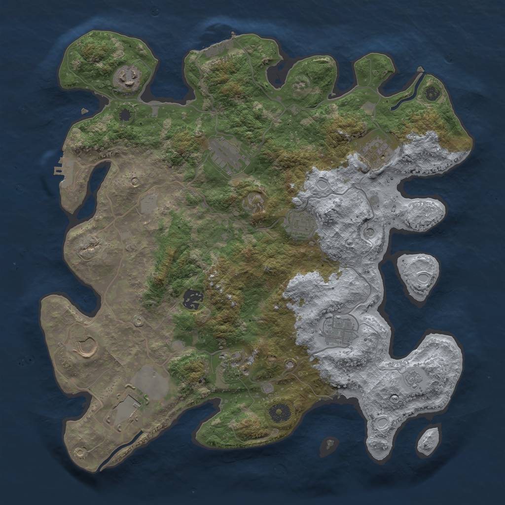 Rust Map: Procedural Map, Size: 3700, Seed: 957386442, 18 Monuments