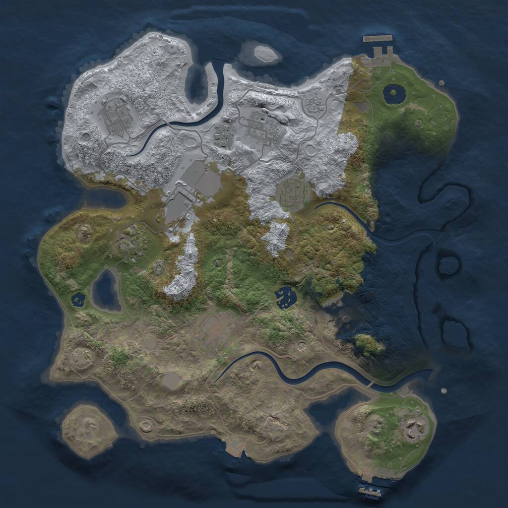 Rust Map: Procedural Map, Size: 3500, Seed: 9885465, 16 Monuments
