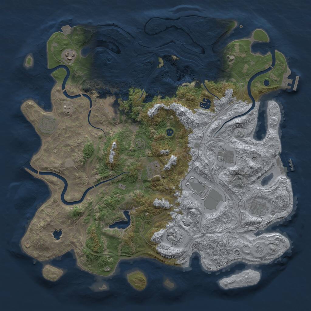 Rust Map: Procedural Map, Size: 4250, Seed: 1248742273, 16 Monuments