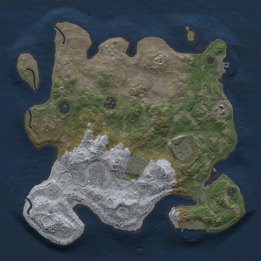 Rust Map: Procedural Map, Size: 3142, Seed: 2147483647, 16 Monuments