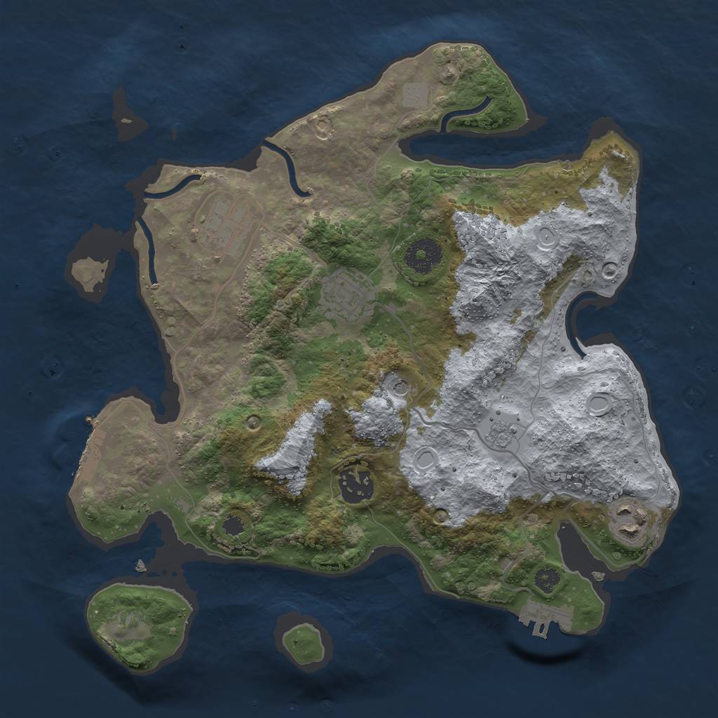 Rust Map: Procedural Map, Size: 3000, Seed: 1295042359, 13 Monuments