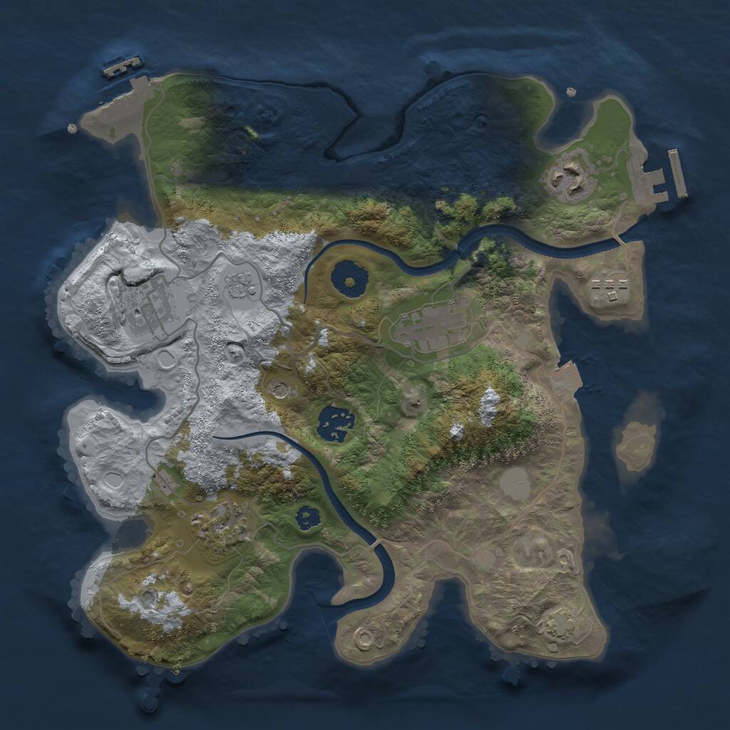 Rust Map: Procedural Map, Size: 3000, Seed: 2113458037, 12 Monuments