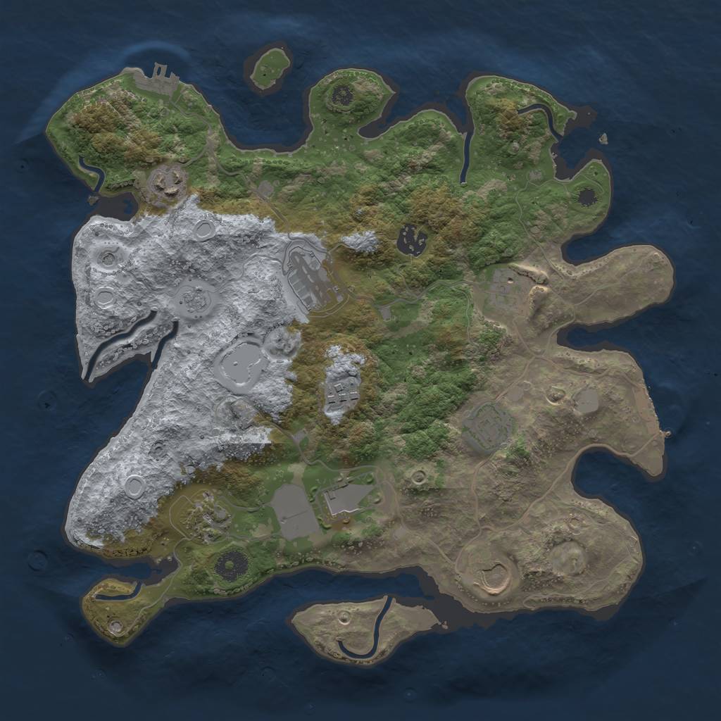 Rust Map: Procedural Map, Size: 3500, Seed: 18241168, 16 Monuments