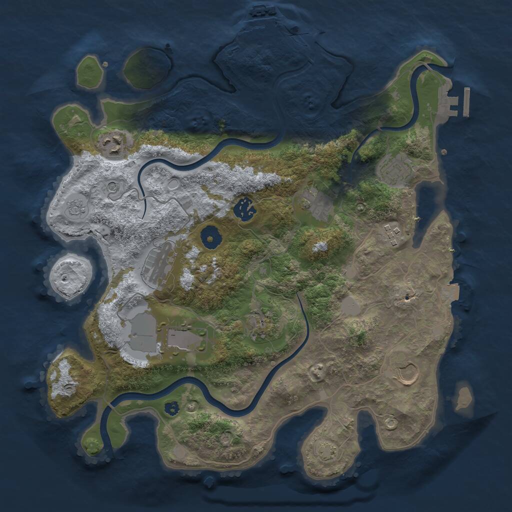 Rust Map: Procedural Map, Size: 3500, Seed: 1724695104, 15 Monuments