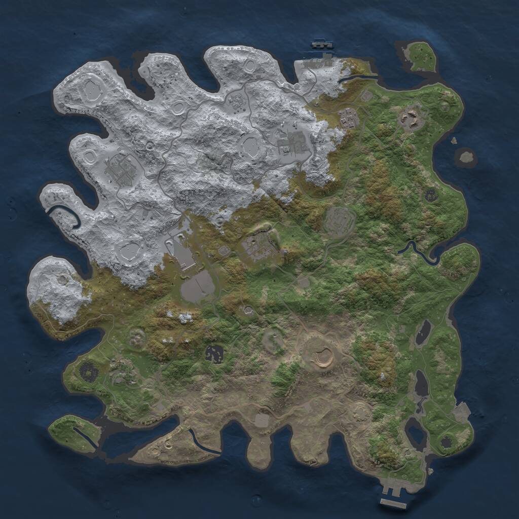 Rust Map: Procedural Map, Size: 4000, Seed: 52845, 16 Monuments