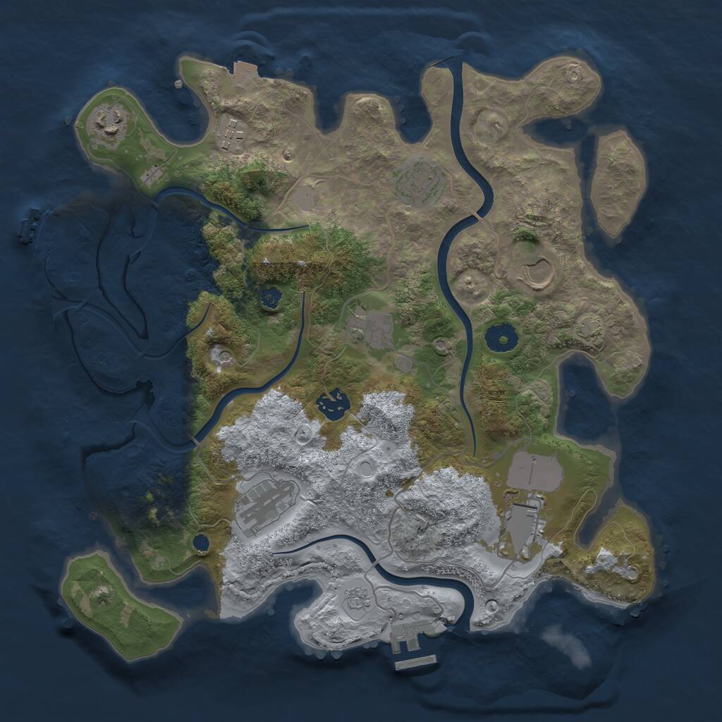 Rust Map: Procedural Map, Size: 3500, Seed: 5593438, 14 Monuments