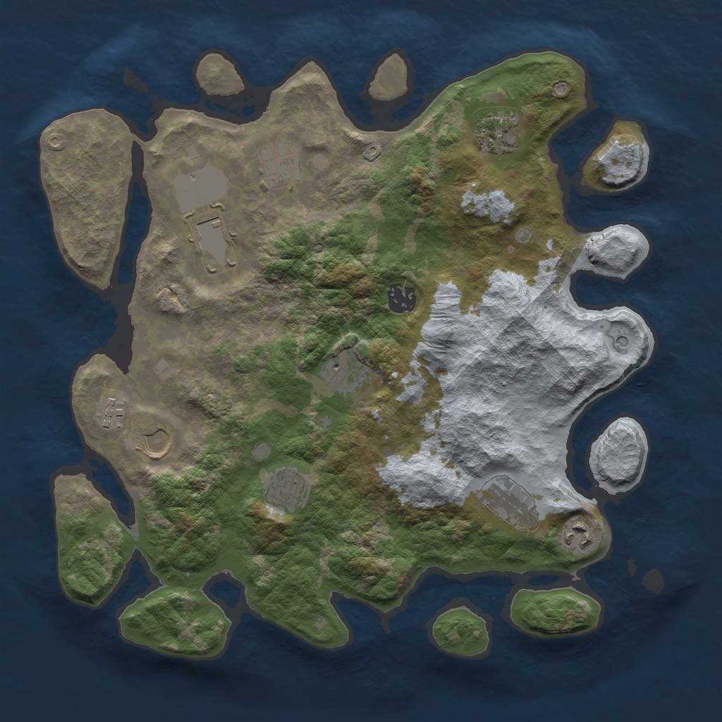 Rust Map: Barren, Size: 3600, Seed: 98, 13 Monuments