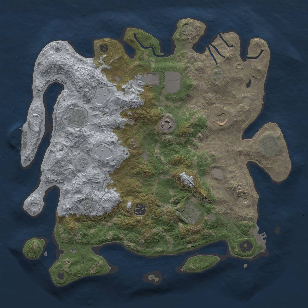Rust Map: Procedural Map, Size: 3750, Seed: 961685938, 16 Monuments