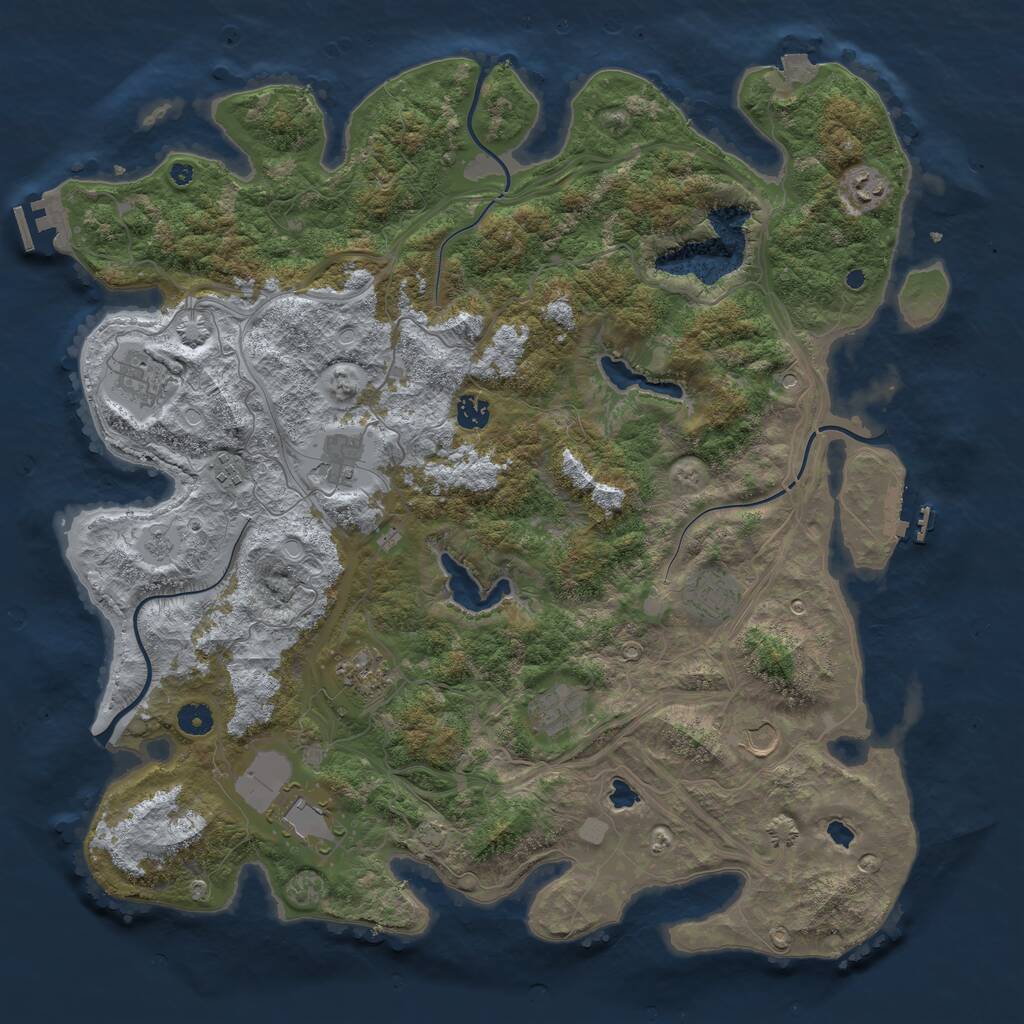 Rust Map: Procedural Map, Size: 4500, Seed: 368042693, 16 Monuments