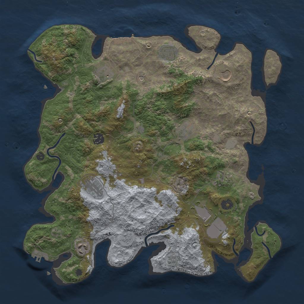 Rust Map: Procedural Map, Size: 3900, Seed: 44435035, 19 Monuments