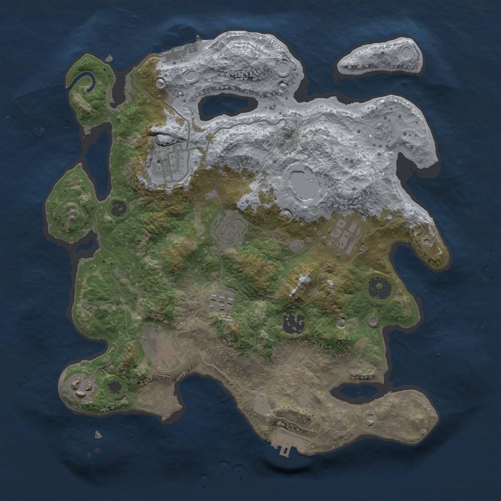 Rust Map: Procedural Map, Size: 3250, Seed: 577140580, 13 Monuments