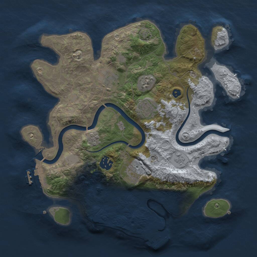 Rust Map: Procedural Map, Size: 3000, Seed: 532445, 11 Monuments