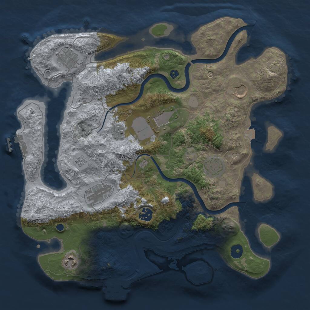 Rust Map: Procedural Map, Size: 3500, Seed: 1870933006, 14 Monuments