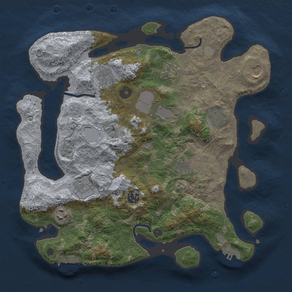 Rust Map: Procedural Map, Size: 3500, Seed: 1870933006, 19 Monuments