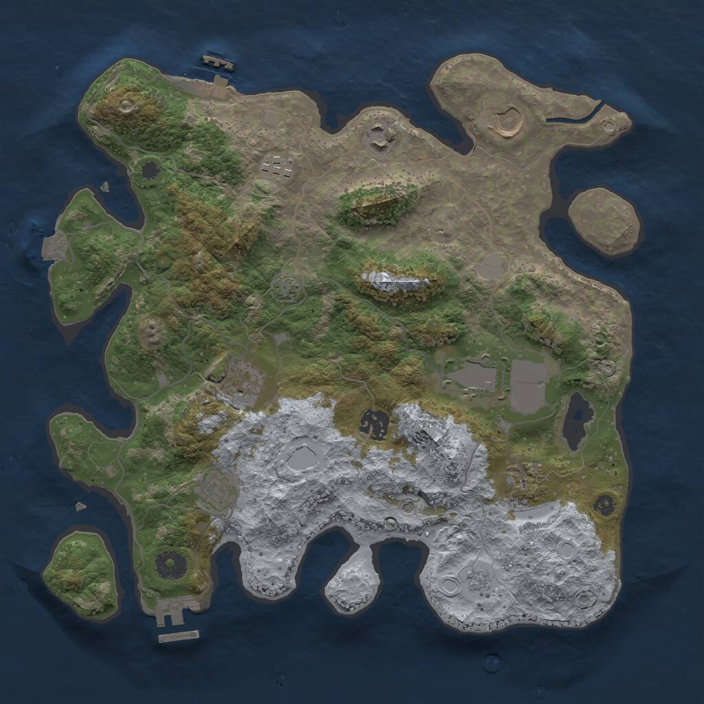 Rust Map: Procedural Map, Size: 3500, Seed: 1030864769, 14 Monuments