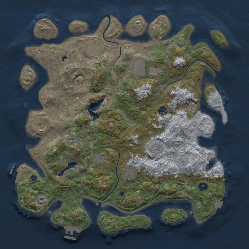 Rust Map: Procedural Map, Size: 4250, Seed: 1027666107, 14 Monuments