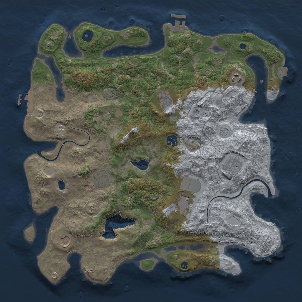 Rust Map: Procedural Map, Size: 4000, Seed: 208794677, 14 Monuments