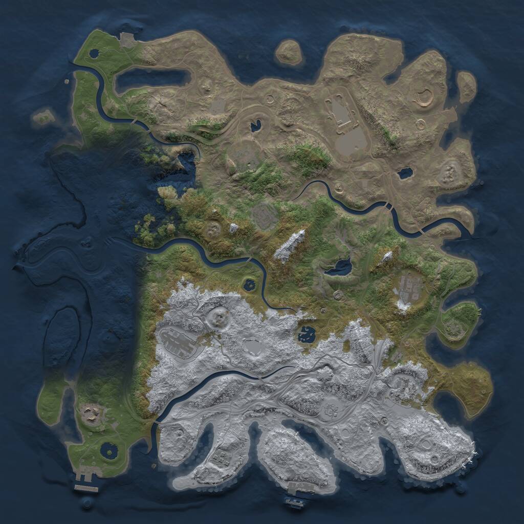 Rust Map: Procedural Map, Size: 4500, Seed: 25368, 16 Monuments