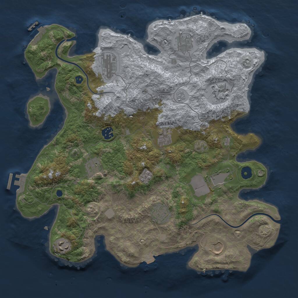 Rust Map: Procedural Map, Size: 3750, Seed: 75728392, 17 Monuments