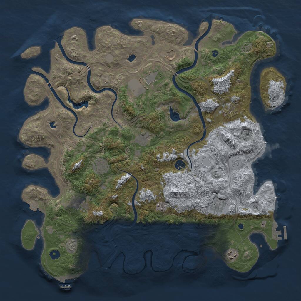 Rust Map: Procedural Map, Size: 4500, Seed: 1401129018, 16 Monuments