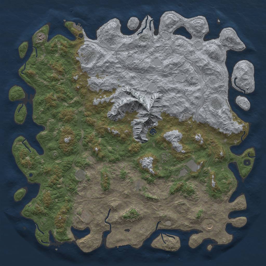 Rust Map: Procedural Map, Size: 6000, Seed: 1235688736, 18 Monuments