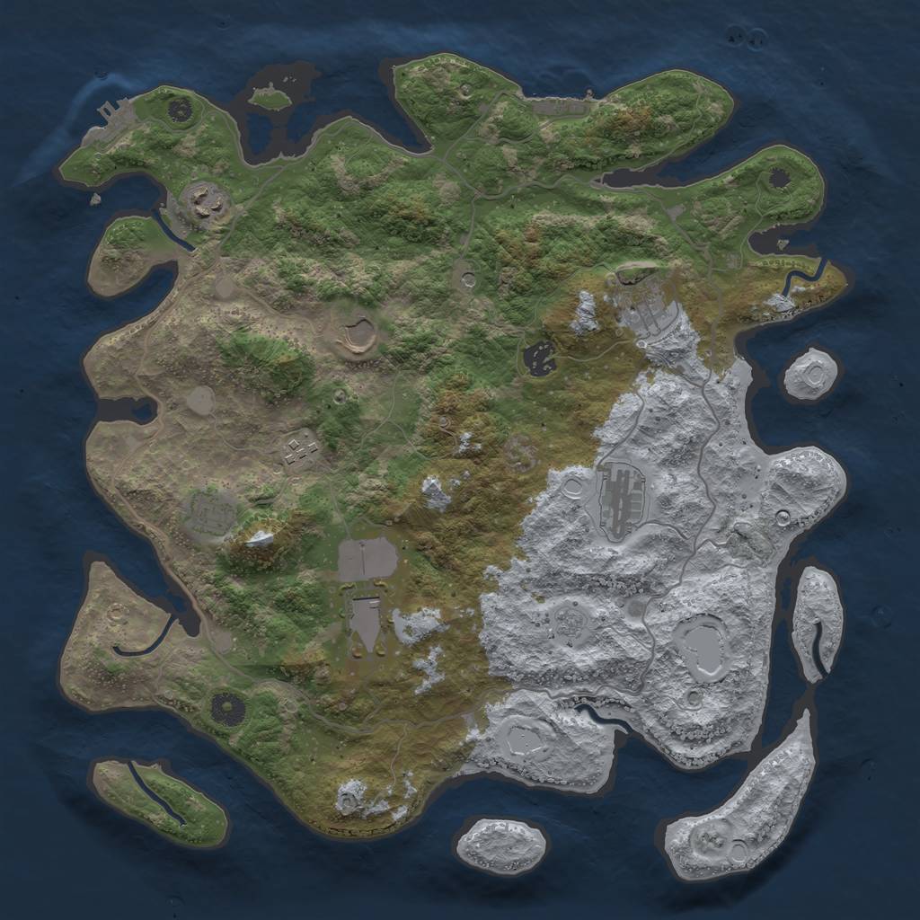 Rust Map: Procedural Map, Size: 4000, Seed: 1049720586, 17 Monuments