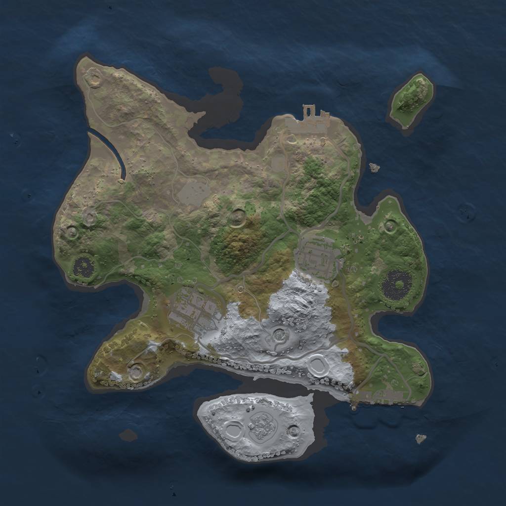 Rust Map: Procedural Map, Size: 2500, Seed: 8421, 11 Monuments