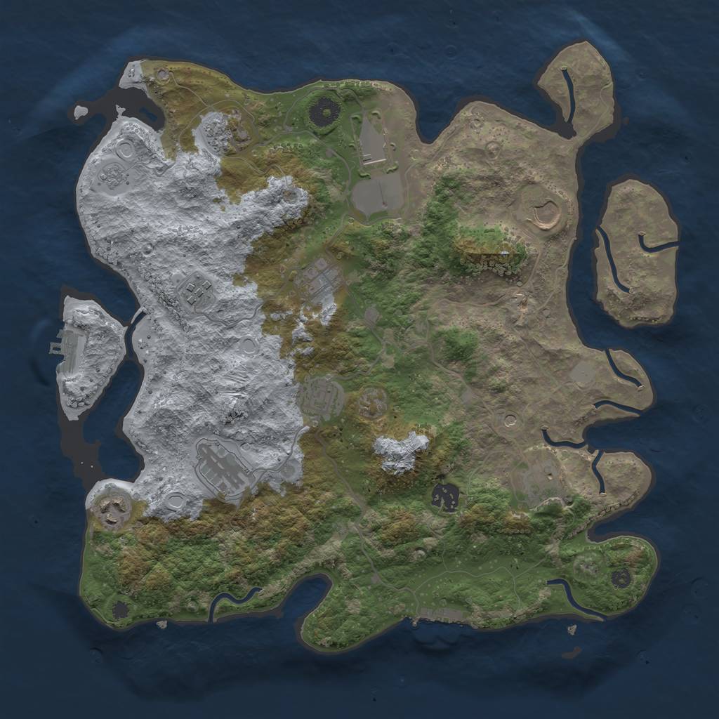 Rust Map: Procedural Map, Size: 3700, Seed: 290409246, 19 Monuments