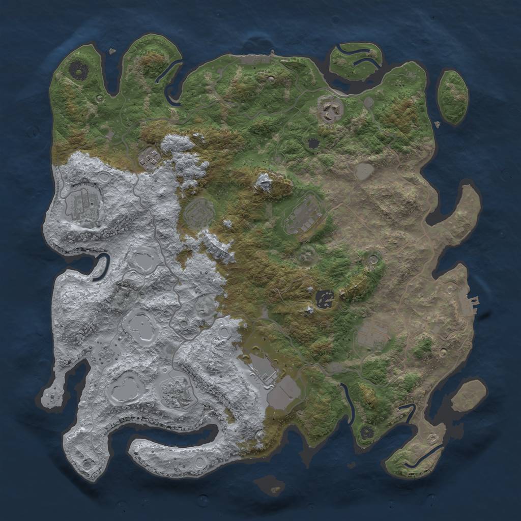 Rust Map: Procedural Map, Size: 4000, Seed: 1246834997, 18 Monuments