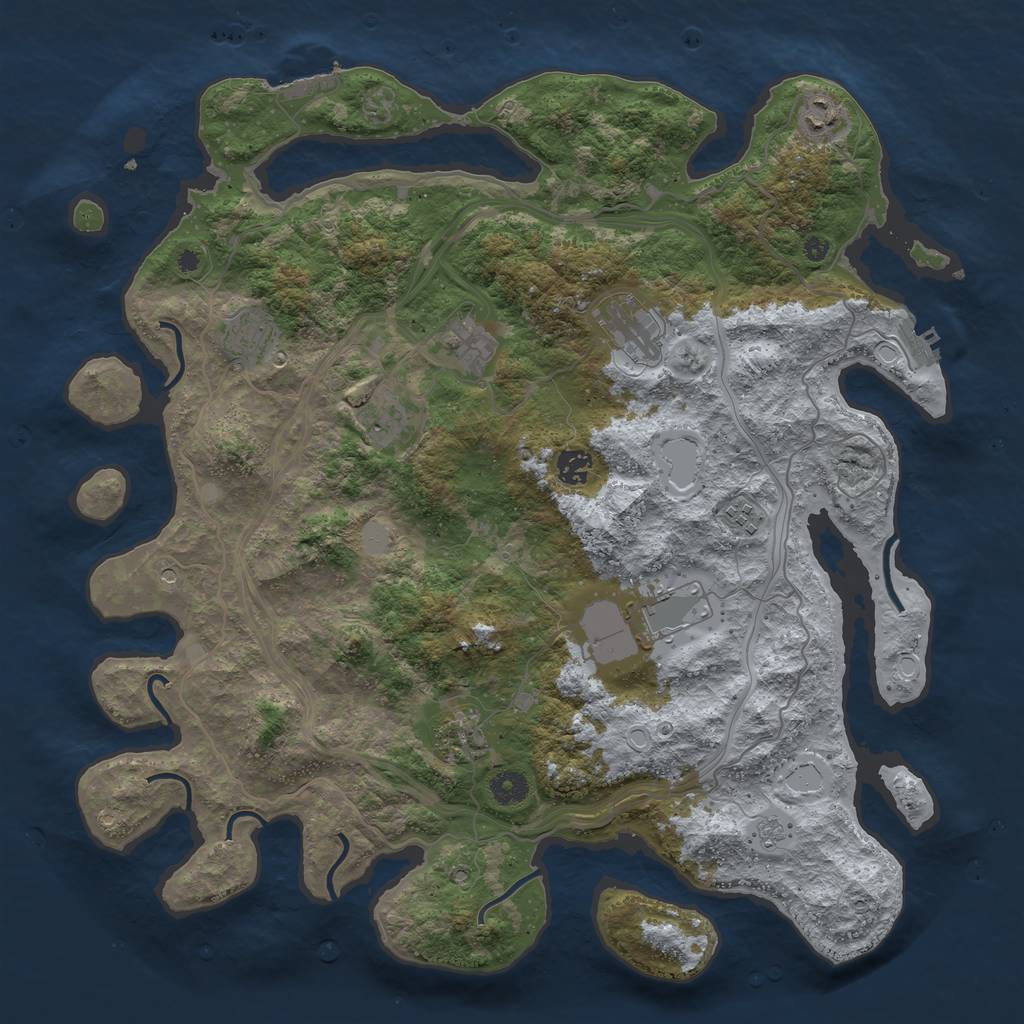 Rust Map: Procedural Map, Size: 4250, Seed: 7119965, 18 Monuments